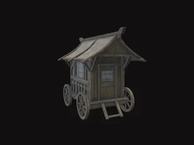 Medieval Cart V07 Low-poly 3D model