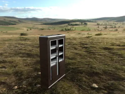 China Cabinet walnut texture with white trim 3D model