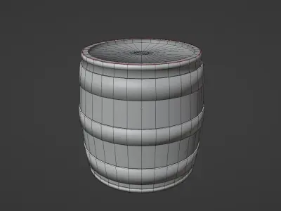 Wooden Barrel Low-poly 3D model