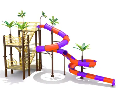 Playground Tornado Slide Low-poly 3D model