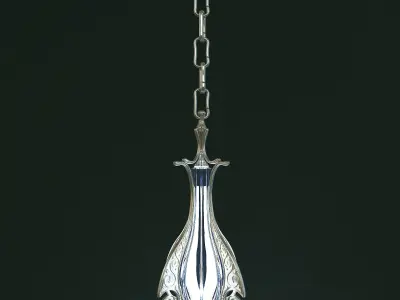 Set of two elven lamps hanging and portable 3D model