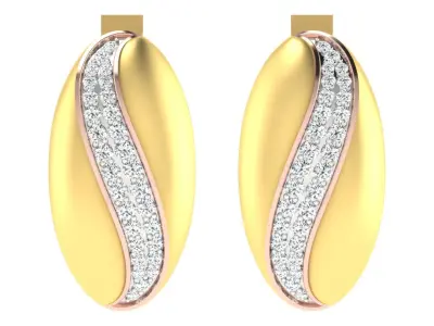 Light Weight Yellow Gold Diamond Earring EZ BI-49 3D print model
