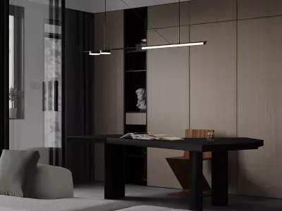 Modern apartment living room dining room kitchen design 3d model 3D model