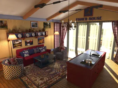 Fisherman house photoreal interior 3D model
