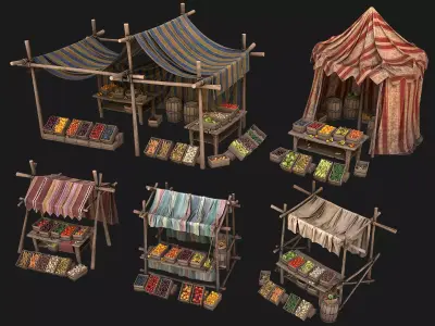 Medieval Market Stalls Tent Pack