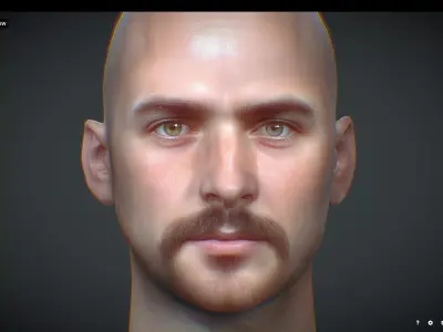 Male head Realistic Perfect Head Low-poly Low-poly 3D model