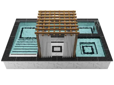 Swimming pool with gazebo  3D model