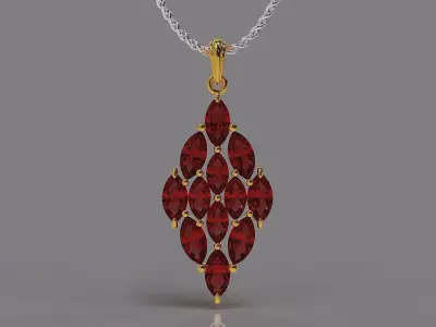 Prong set marquise shape diamond pendant 3D print model
