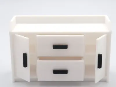 Kitchen living room cabinet with functional door and shelves  3D print model
