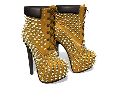 Ladies Boots With Studs Around Low-poly 3D model