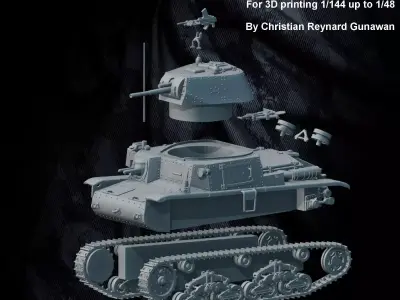 WWII Italy Carro Armato M13 40 light tank 3D print model