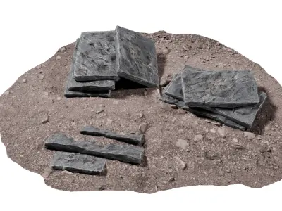 Slate Rock Slab Collection Low-poly 3D model