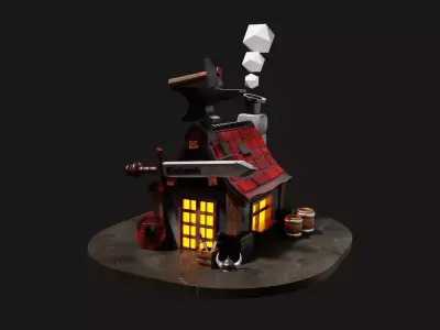 Medieval blacksmith evee blender  3D model