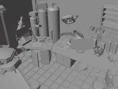 sci-fi Medical Clinic  Low-poly 3D model