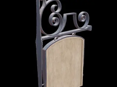 Signboard 3 wrought iron sign Low-poly 3D model