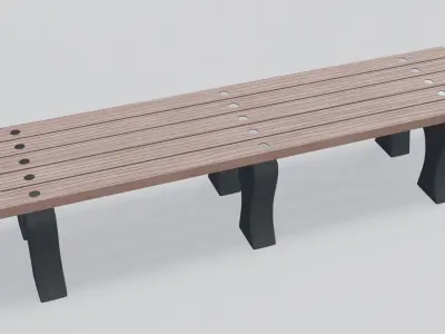 Outdoor Wooden Bench 1 Low-poly 3D model