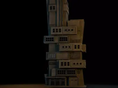 DYSTOPIAN BRUTALIST BUILDING SCIFI 08 Low-poly 3D model