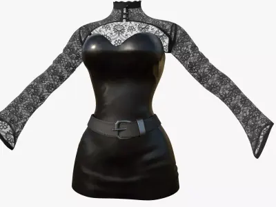 Gothic Dress Low-poly 3D model