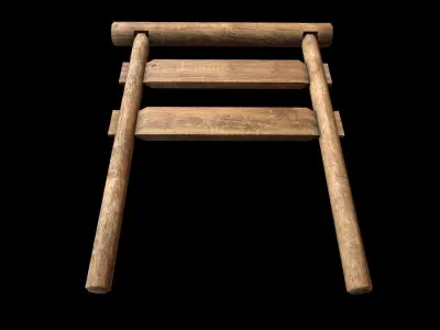 Signpost5 wooden ladder Low-poly 3D model