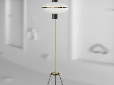 Floor lamp on a tripod with glass shade 3D model