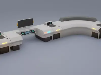 Sci-Fi Workspace - Low poly - PBR - Game ready Low-poly 3D model