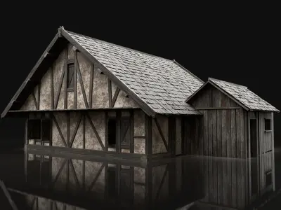 ENTERABLE AAA NEXT GEN MEDIEVAL CITY TOWN HOUSE HUT BUILDER 3D Model Pack