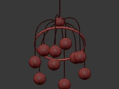 FULTON chandelier with clear glass balls and brass accents 3D model
