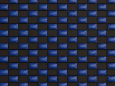 Blue and Black Checkered Padded Sci-fi Wall PBR Seamless Texture