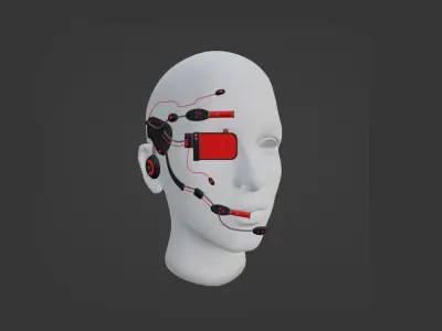 SciFi Glasses E07 Black Red - Character Design Fashion Low-poly 3D model