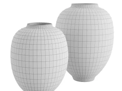 Set of 2 simple ceramic vases 3D model