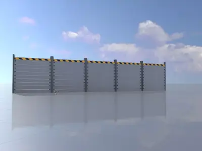 Aluminum flood protection wall 2m x 10m Low-poly 3D model