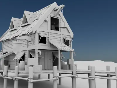 Beach Wooden House 3D model 3D model
