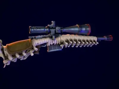 Personalized one eyed horror sniper rifle Low-poly 3D model