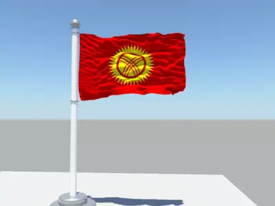 Kyrgyzstan flag 3D model