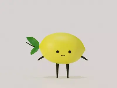 Yellow Lemon Cartoon Character Model Low-poly 3D model