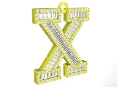 Luxury Diamond Letter X Pendant 3D Jewelry Model 7030 3D print model