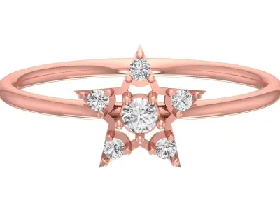 Solitaire Women Light Weight Star Band Ring 3D print model