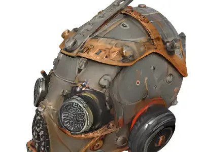 Steampunk PostApocalyptic Gas Mask Helmet Low-poly 3D model