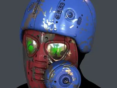 Gas mask helmet 3d model scifi Low-poly Low-poly 3D model 16