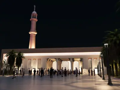 Mosque model religious worship building or masjid 3D model