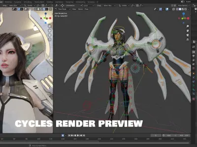 Cyborg Female - Game Ready 3D - UE4  Low-poly 3D model