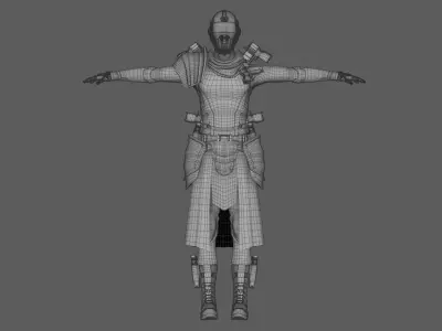 Police Captain sci-fi cyberpunk 3D character model 3D model