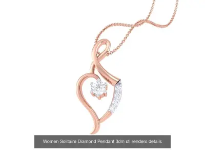 13 Ultra Light wt Solitaire Diamond Pendant 3dm stl renders 3D Model Pack