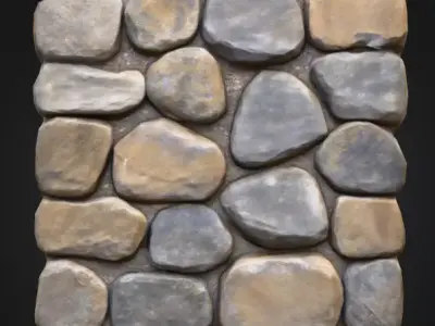 Stone Wall Low-poly 3D model
