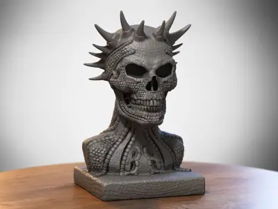 Skull robot dragon bust Cyborg skull dragon bust 3D print model