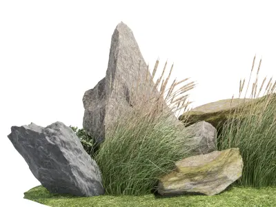 Stone and Bush Pack 30 3D model