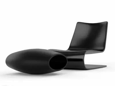 Novelle Vague Chair and Ottoman Porro 3D model