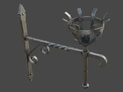 Gothic Torch Low-poly 3D model