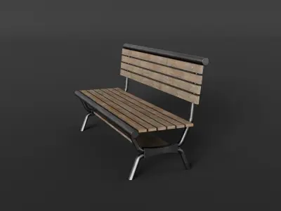 Public Seat bench Low-poly 3D model