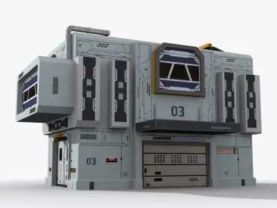 Sci-Fi Industrial x12 Low-poly 3D model